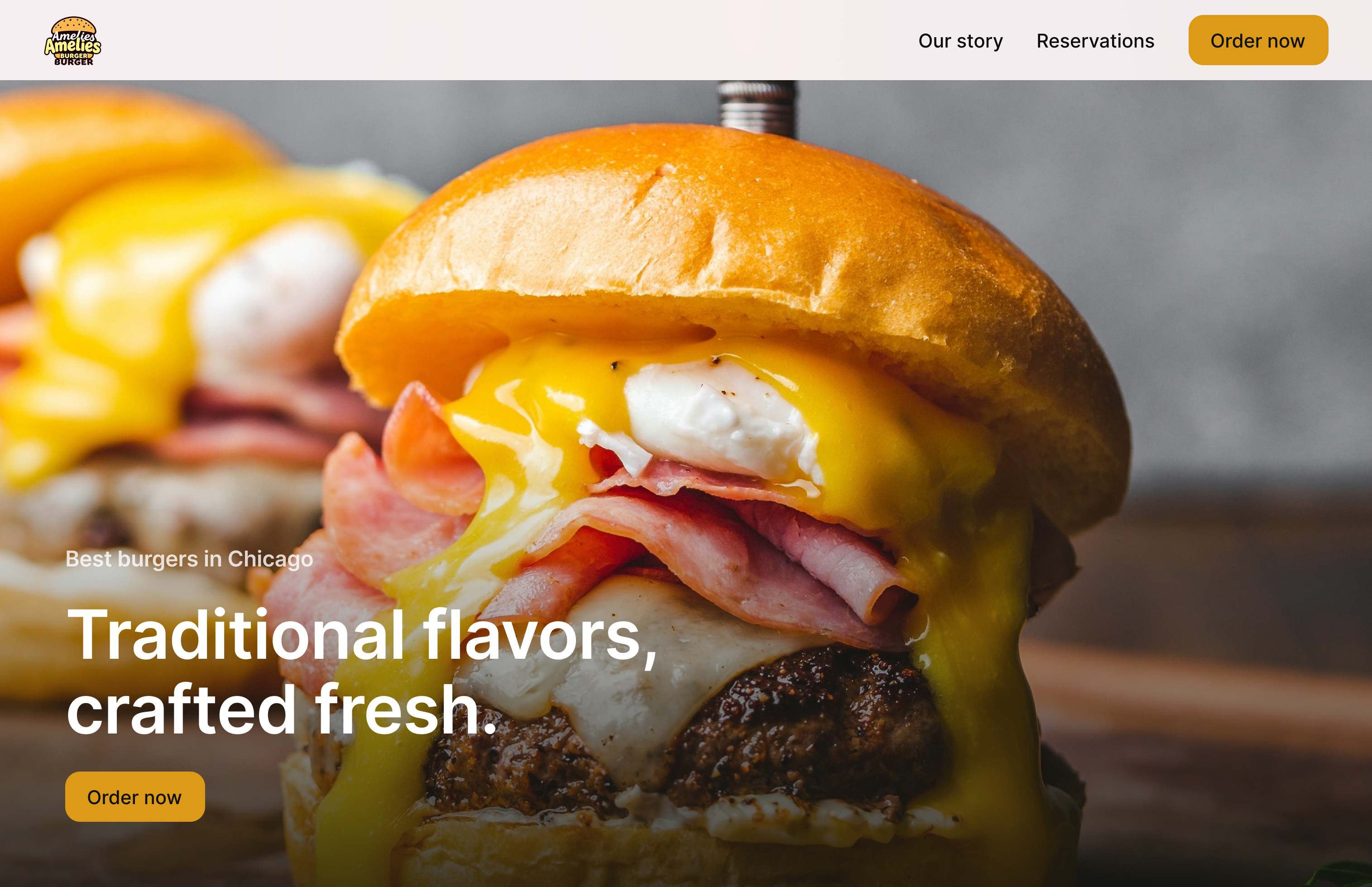 Amelie's Burger after website redesign